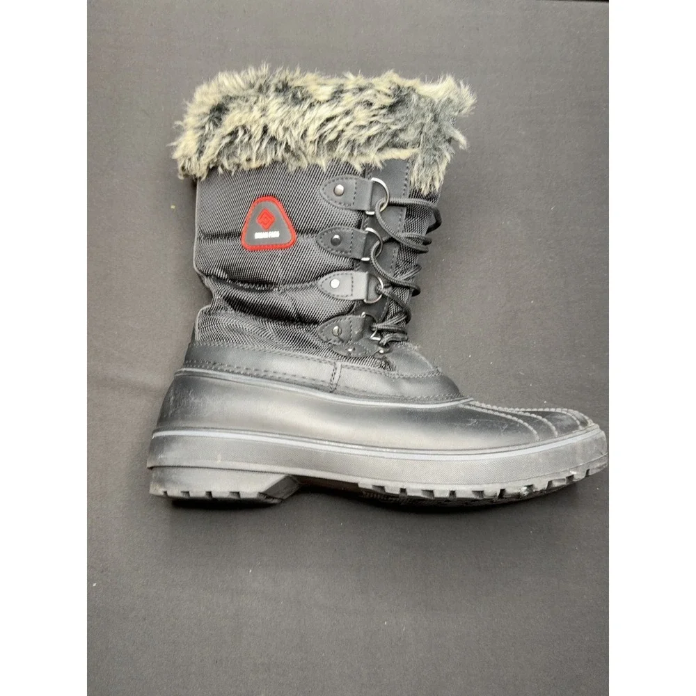 Dream Pairs DP-CANADA Womens Snow Boots Size 11 Black Faux Fur Lace Zip Winter